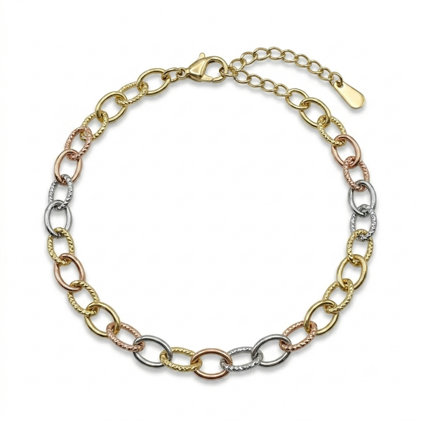 Tri-Gold Textured Bracelet