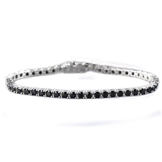 Two-Tone Tennis Bracelet – Black & Silver